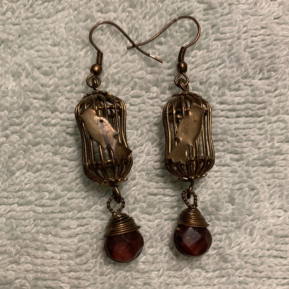 Bronze Birdcage Earrings